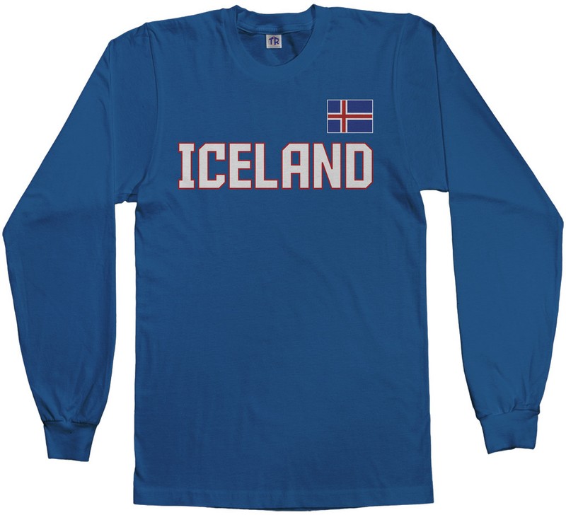 Threadrock Men’s Iceland National Team Long Sleeve T-shirt Nordic Flag