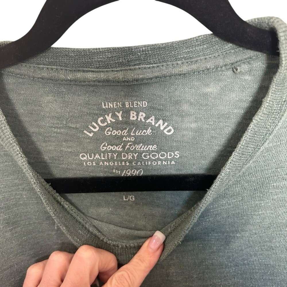 Lucky Brand Men’s Linen Blend Pocket Tee in Washed Green Size L gallery