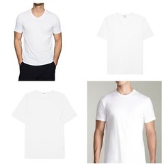 For Men 100% Cotton Thick Basic Tee Casual T-Shirt Crew V Neck White S-4XL Lot