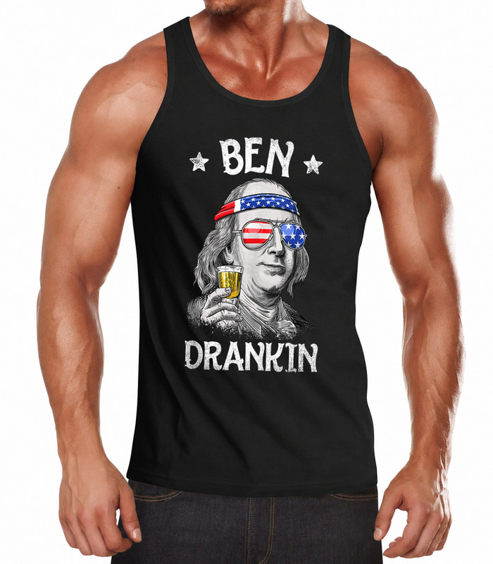 Ben Drankin 4th of July Benjamin Franklin Men Women USA Flag Tank Top