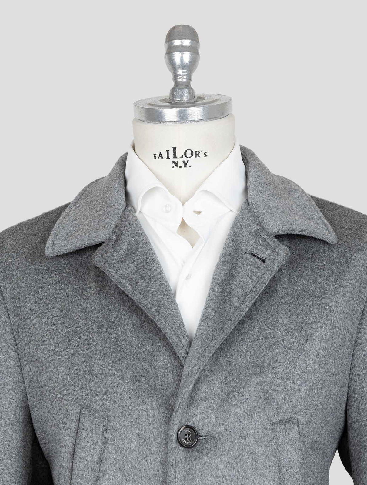 NEW LUIGI BORRELLI GRAY VIRGIN WOOL ALPACA OVERCOAT US 46 - EU 56 BOR27 gallery