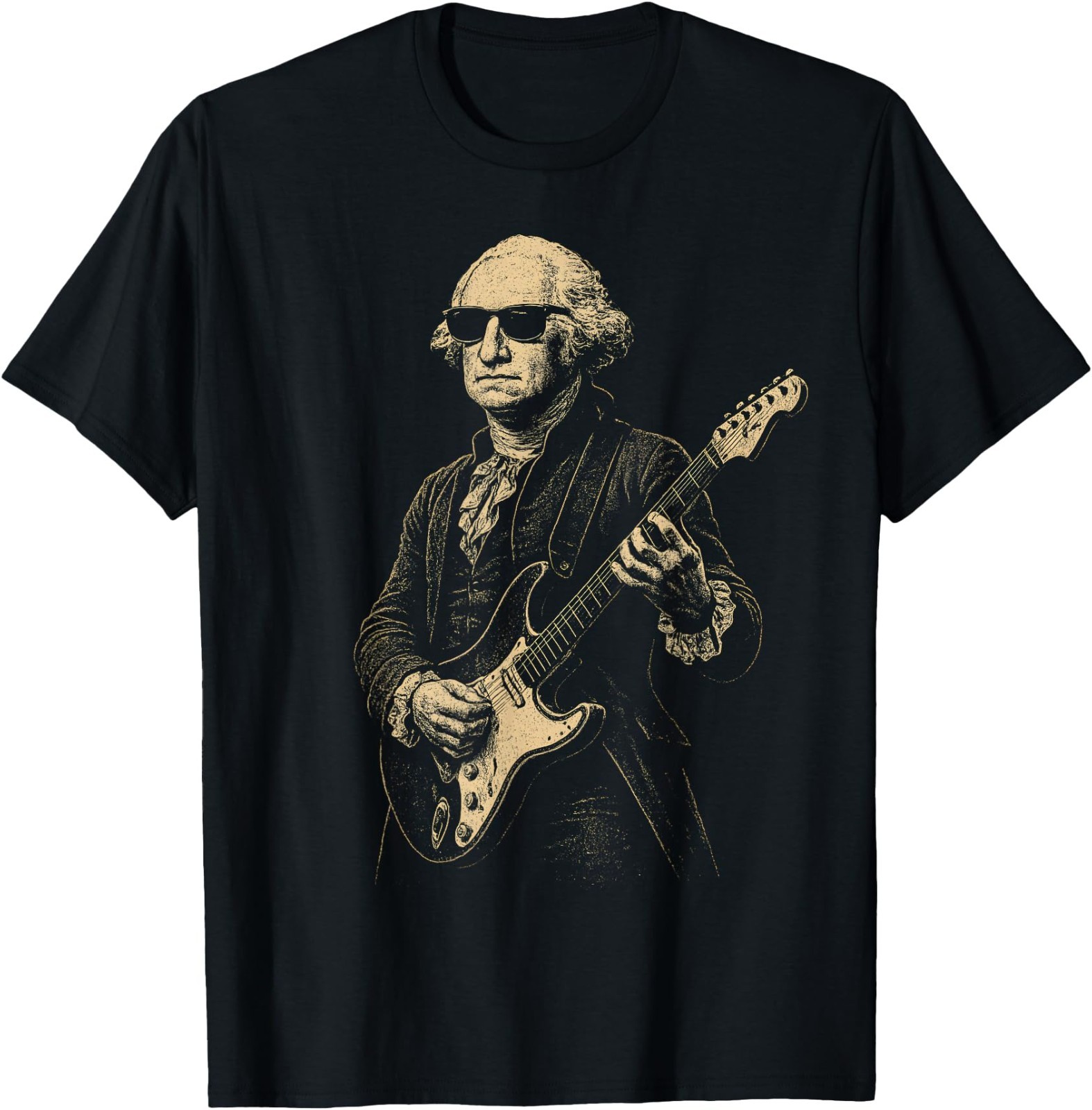 George Washington Playing Guitar Funny 4th of July Vintage UNISEX T-Shirt, G5000 gallery
