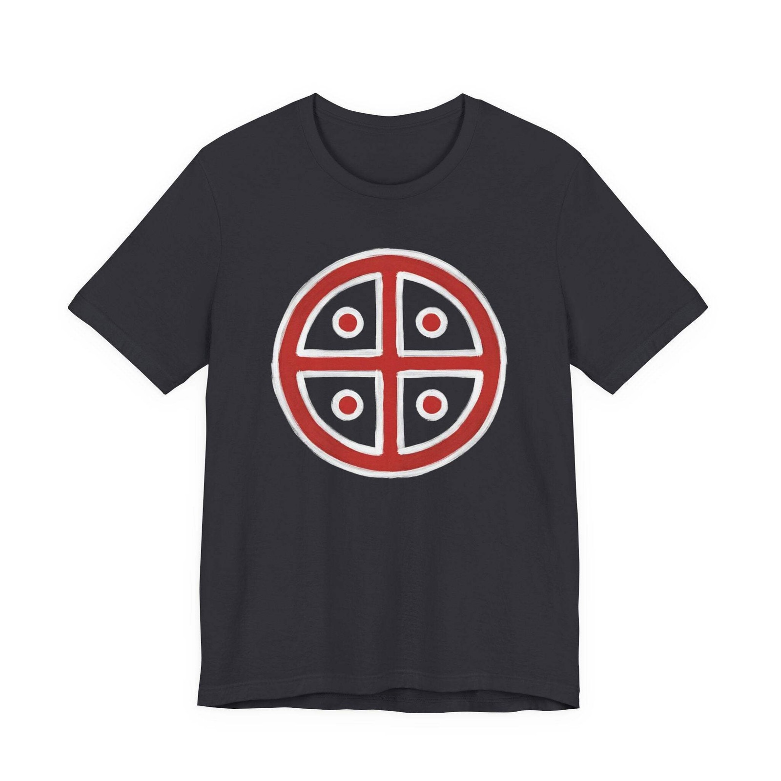 Red & White Solar Cross T-Shirt | Ancient Sun Symbol Graphic Tee Shirt gallery