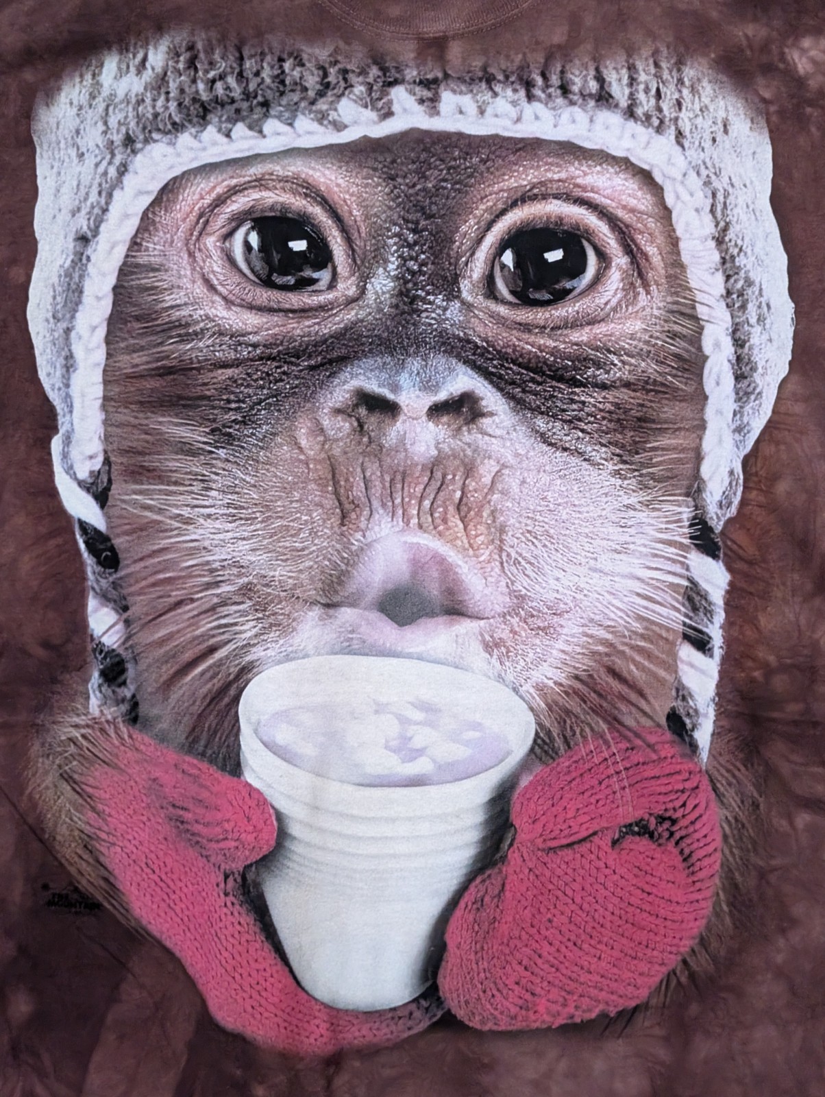 The Mountain Men's T-shirt Brown Hot Cocoa Orangutan Retired Logo 2XL #4344 NWOT gallery