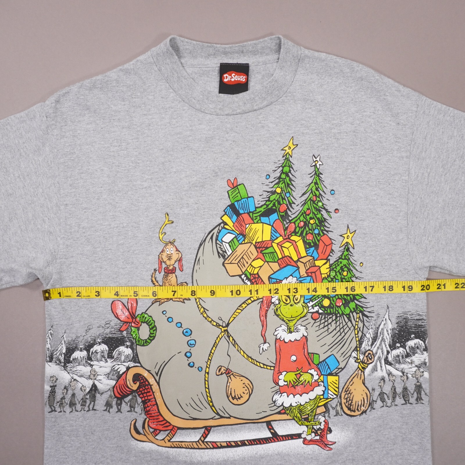 Vintage Grinch Whoville Christmas Dr Seuss AOP T Shirt Mens Large Gray Delta EUC gallery