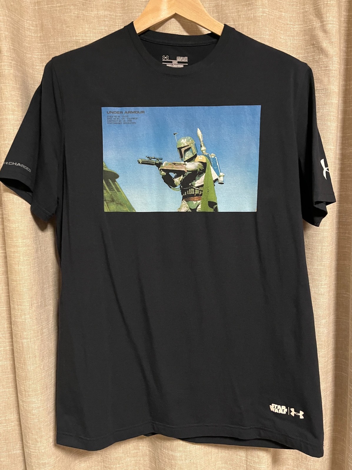 Under Armour Star Wars Boba Fett Black Graphic T Shirt Heat Gear Loose Fit M gallery
