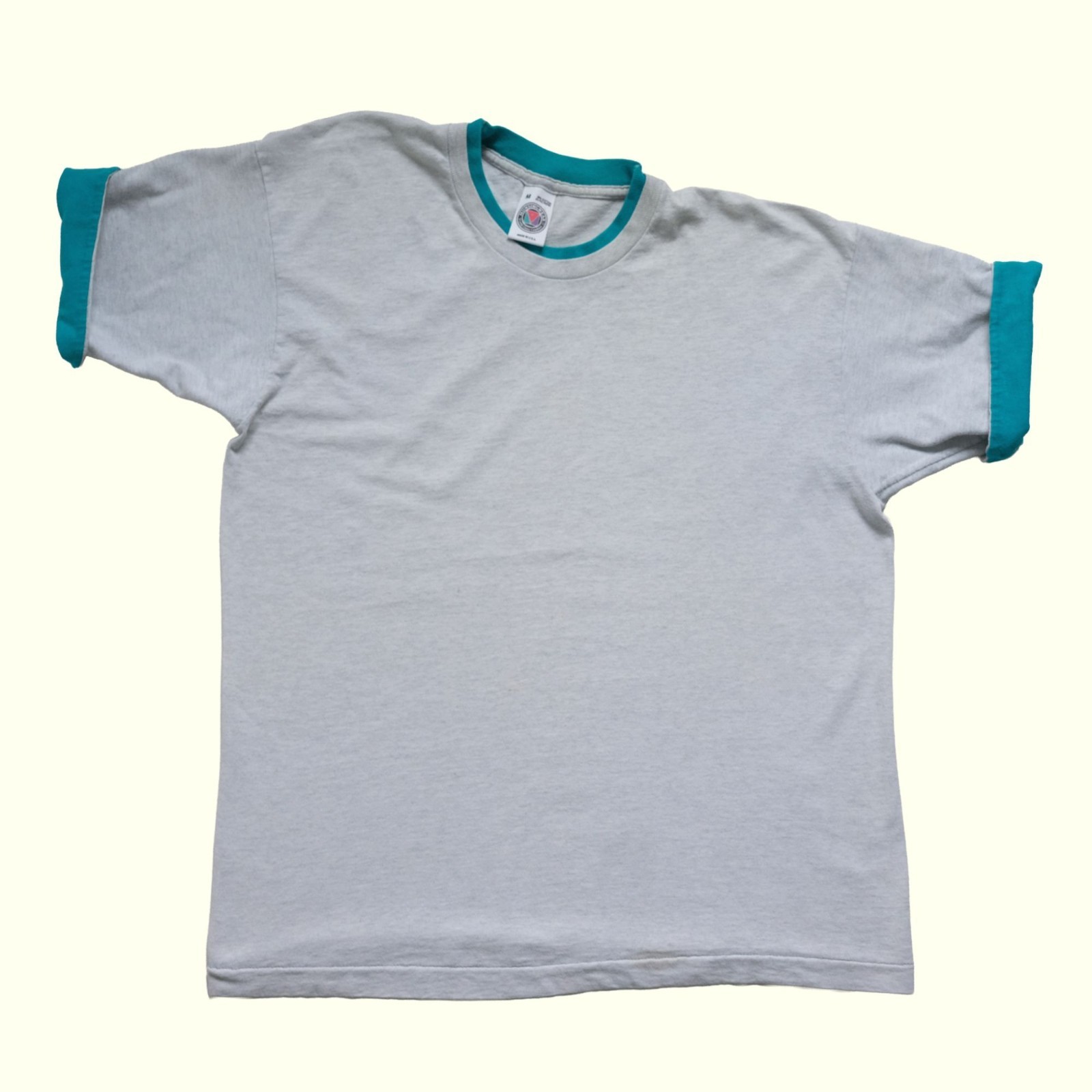 MUNSINGWEAR VTG 90s RETRO USA MADE BLANK REVERSIBLE SLEEVE GRAY T SHIRT SZ M gallery