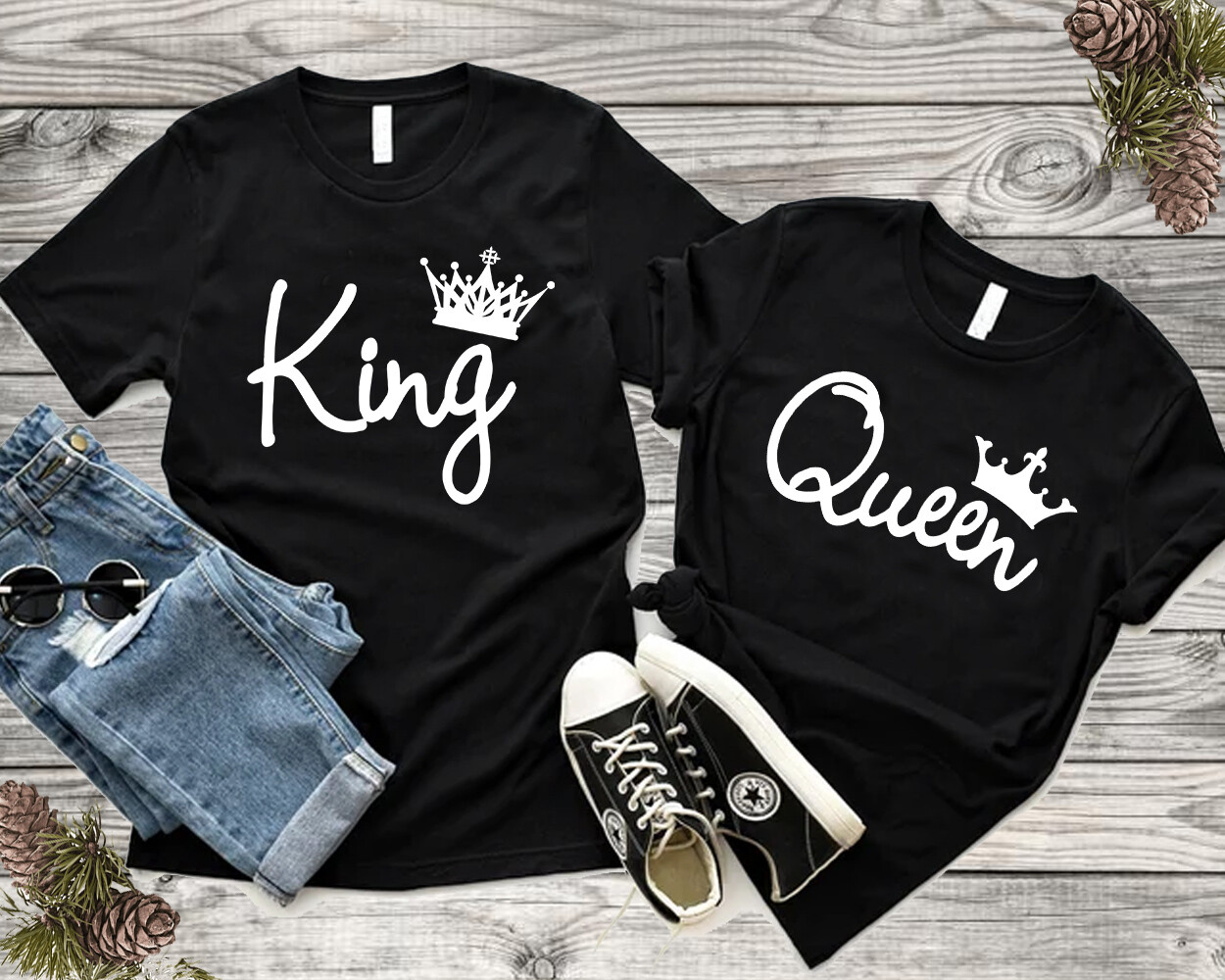 Couple Matching Love T-Shirts - King And Queen - His and Hers New LETTER Tees gallery