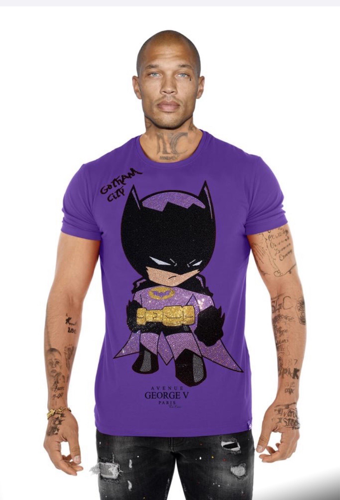 Avenue George V Paris T-Shirt Batman shirt PURPLE Rhinestone M L XL 2XL 3XL gallery