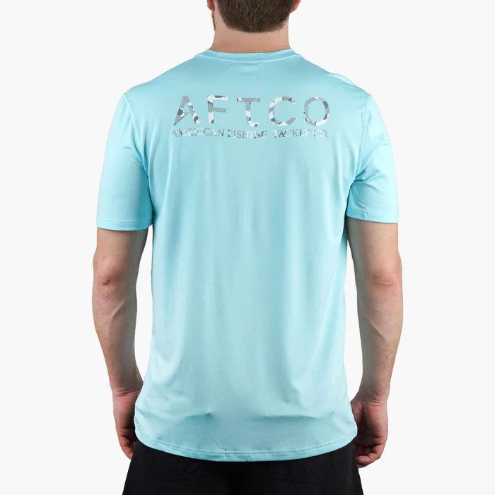 AFTCO Samurai 2 Short-Sleeve T-Shirt - Clearwater Blue Heather - Large NEW gallery