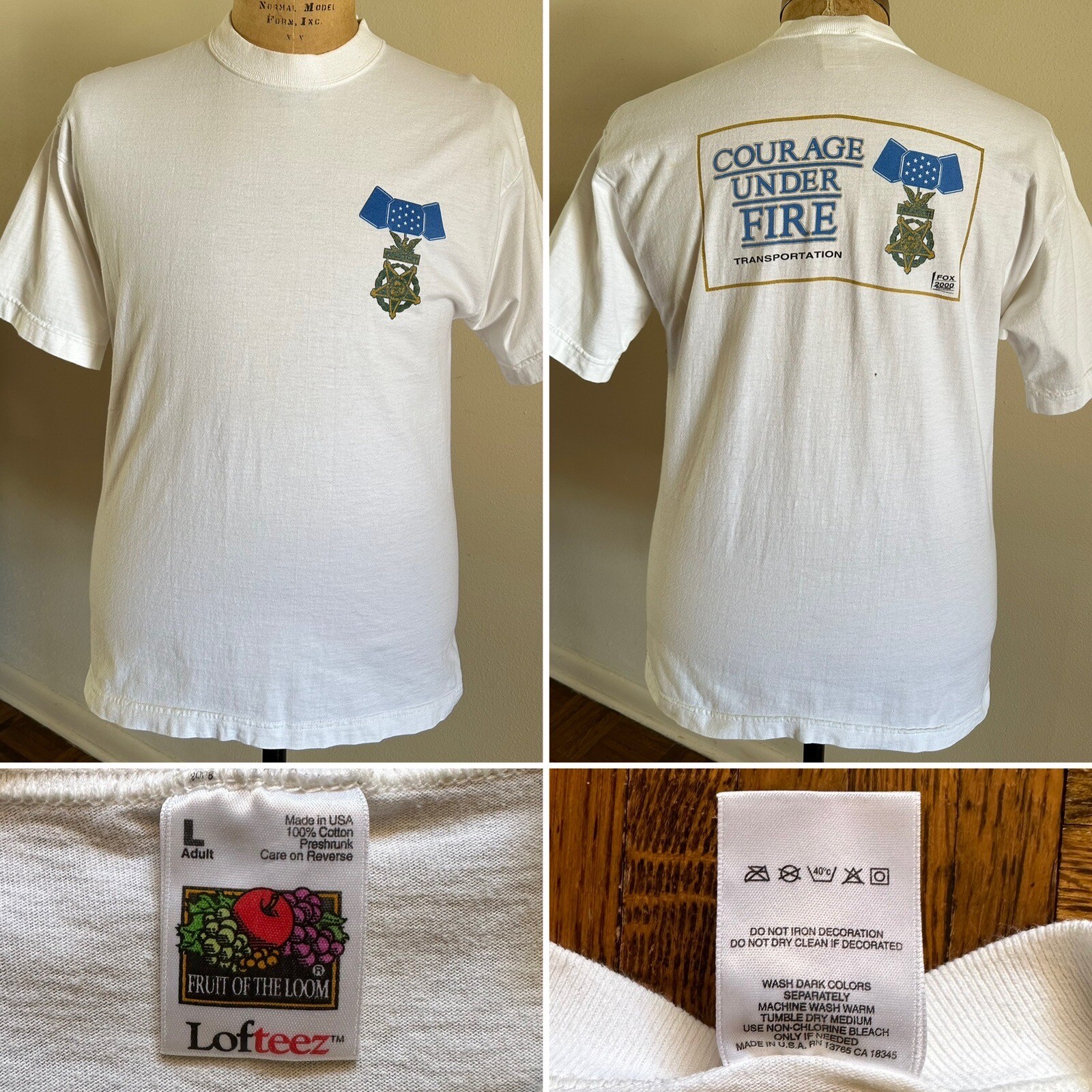 1996 Vtg COURAGE UNDER FIRE Movie Film CREW T Shirt Production 90s Transpo FOX gallery