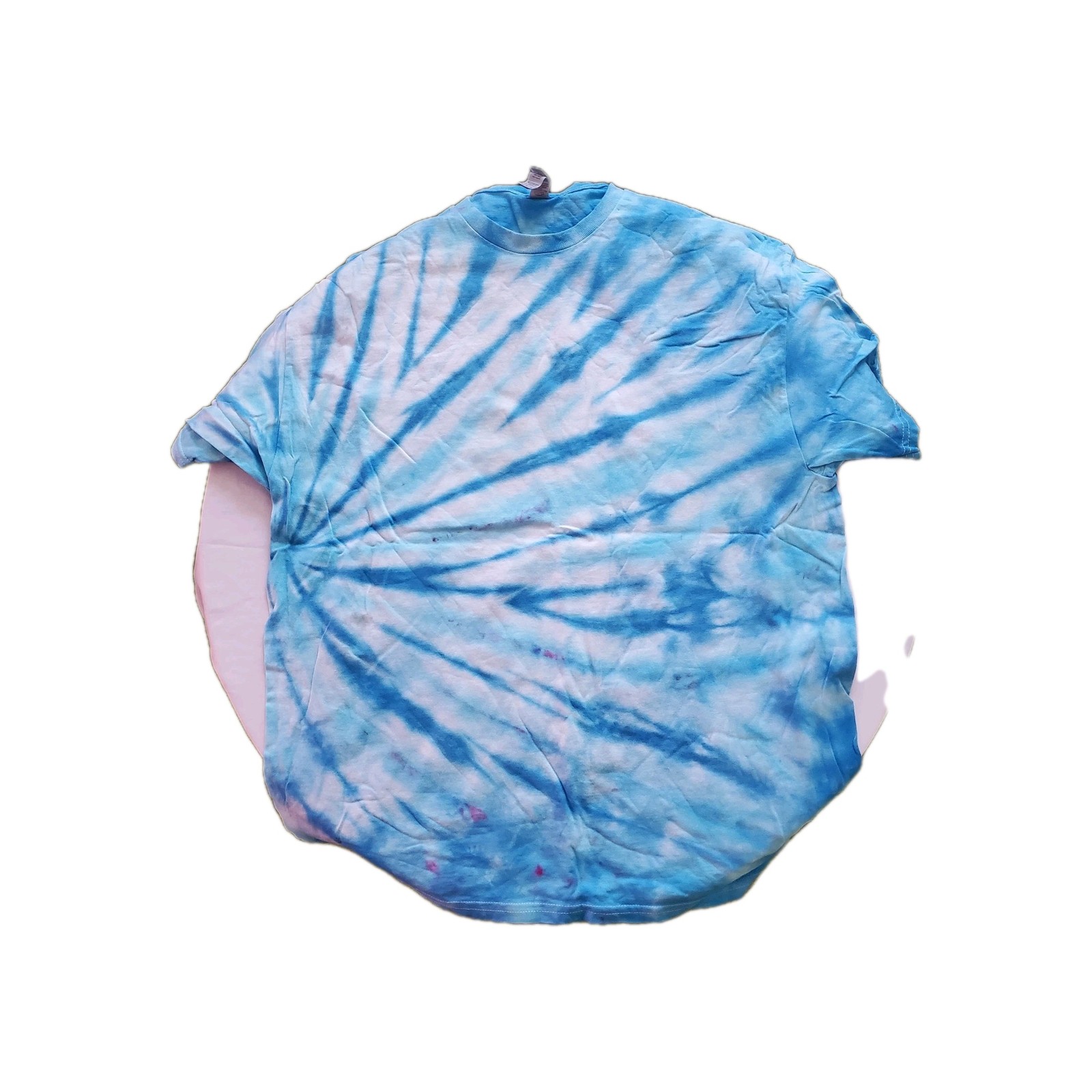 Tie Dye T Shirt Small Green Blue Yellow Spiral 100 Cotton Pre Shrunk Pre Washed