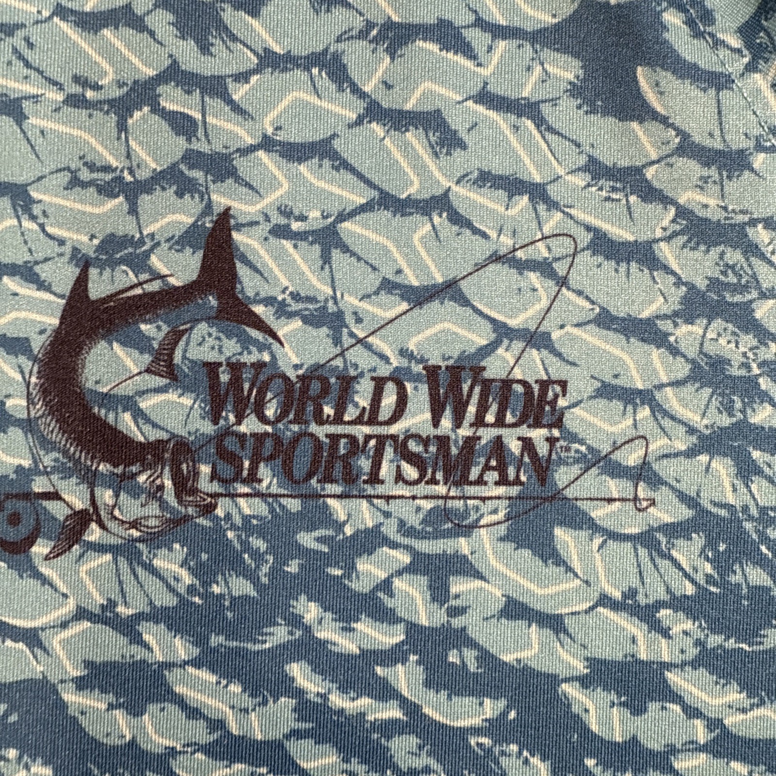 SHIRT World Wide Sportsman Mens Medium Blue Scales Long Slv Fisherman Fishing gallery