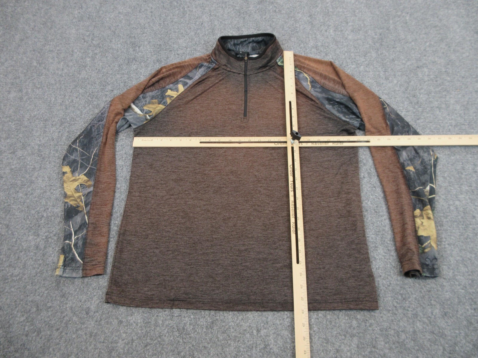 Realtree Shirt Mens Large Brown Mock Neck 1/4 Zip Pullover Camo Lightweight gallery