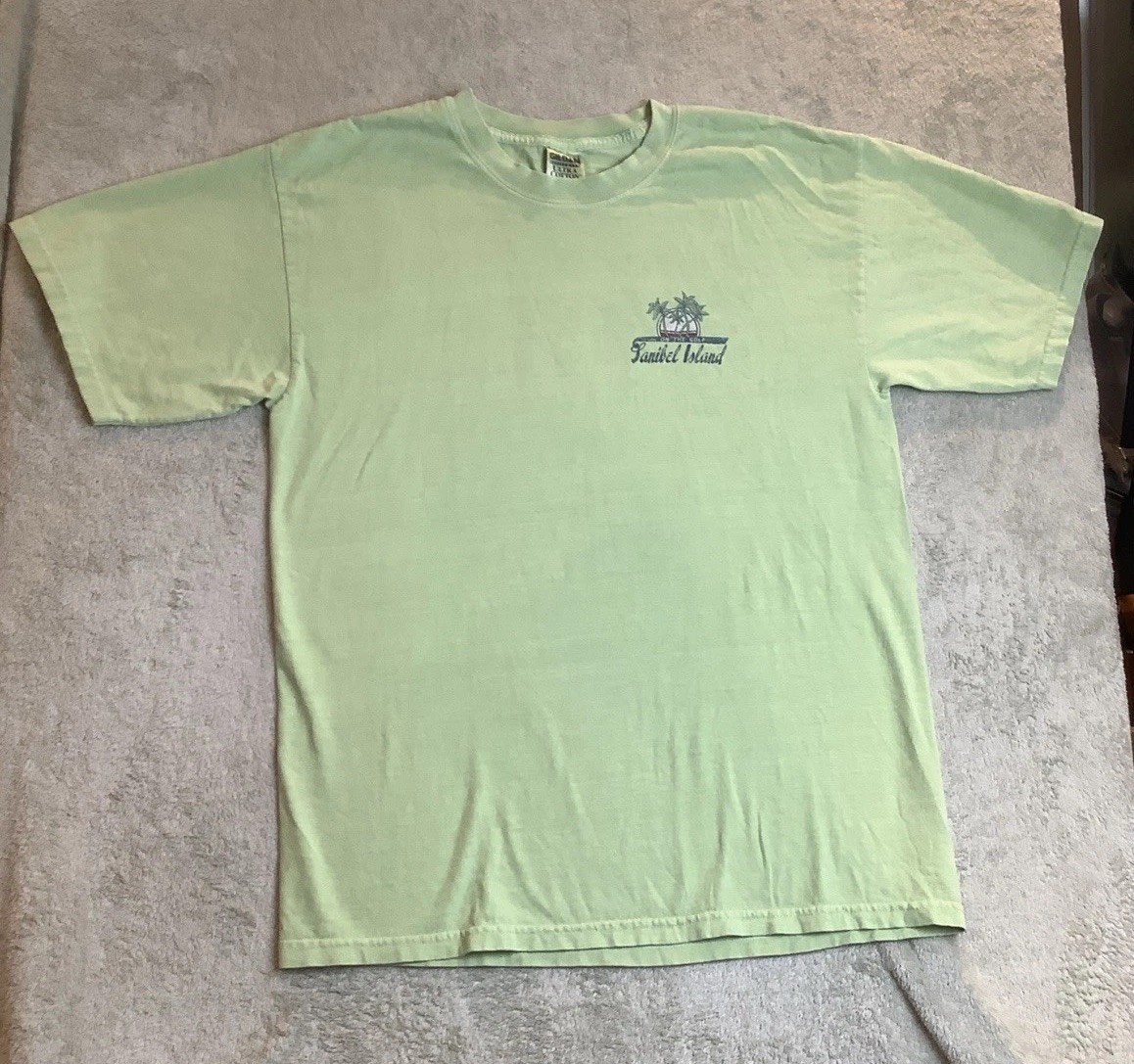 Mens Tropical Graphic Short Sleeve Lime Green Crew Neck T-shirt Large gallery