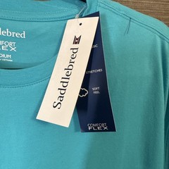 Saddlebred Comfort Flex Men’s Ss Teal Blue Crew Tee Shirt w/Pocket NWT Medium