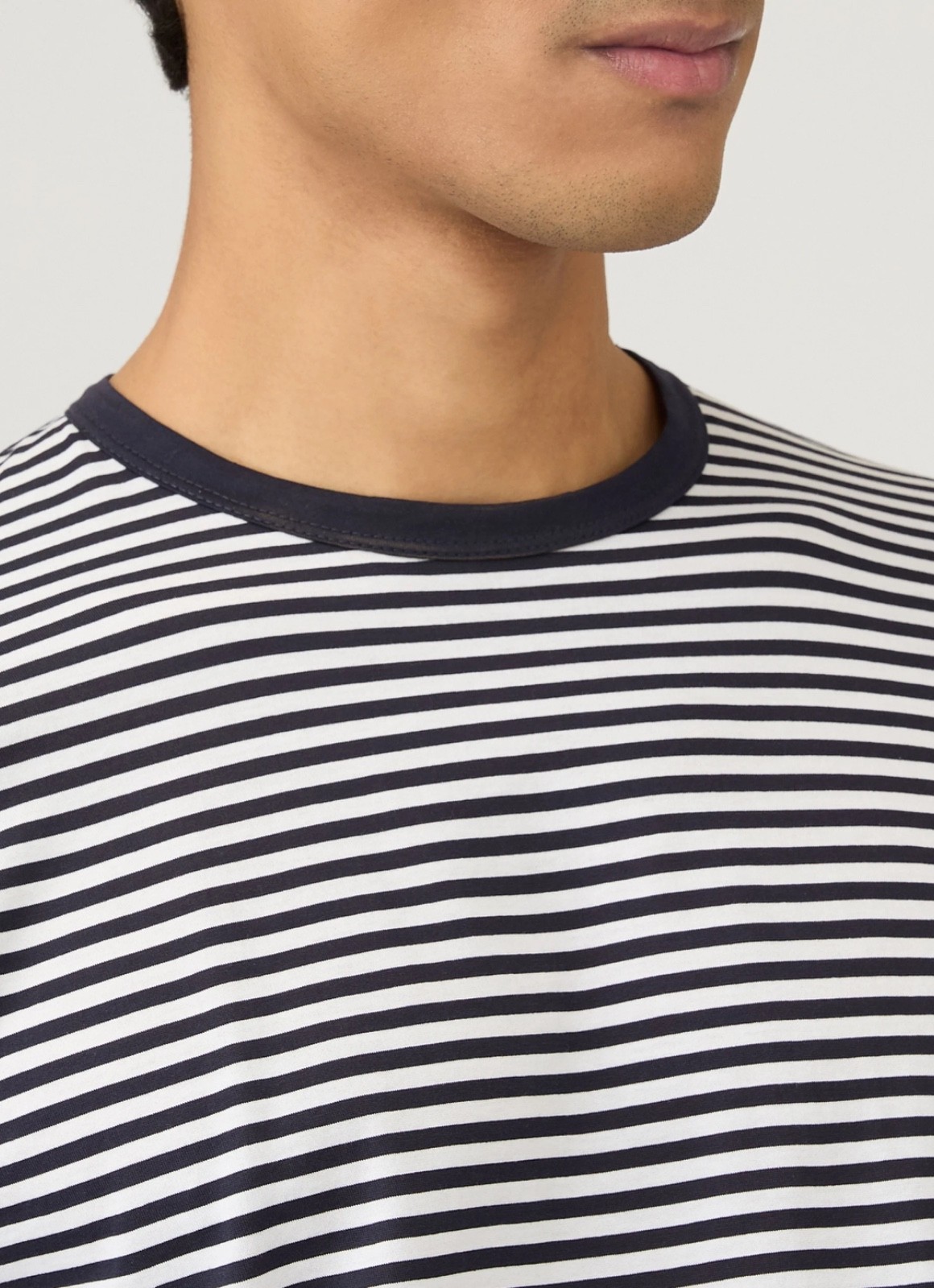 SUNSPEL Men’s Classic Short Sleeve Striped T-Shirt, Ivory/Navy, Size XL, XXL gallery