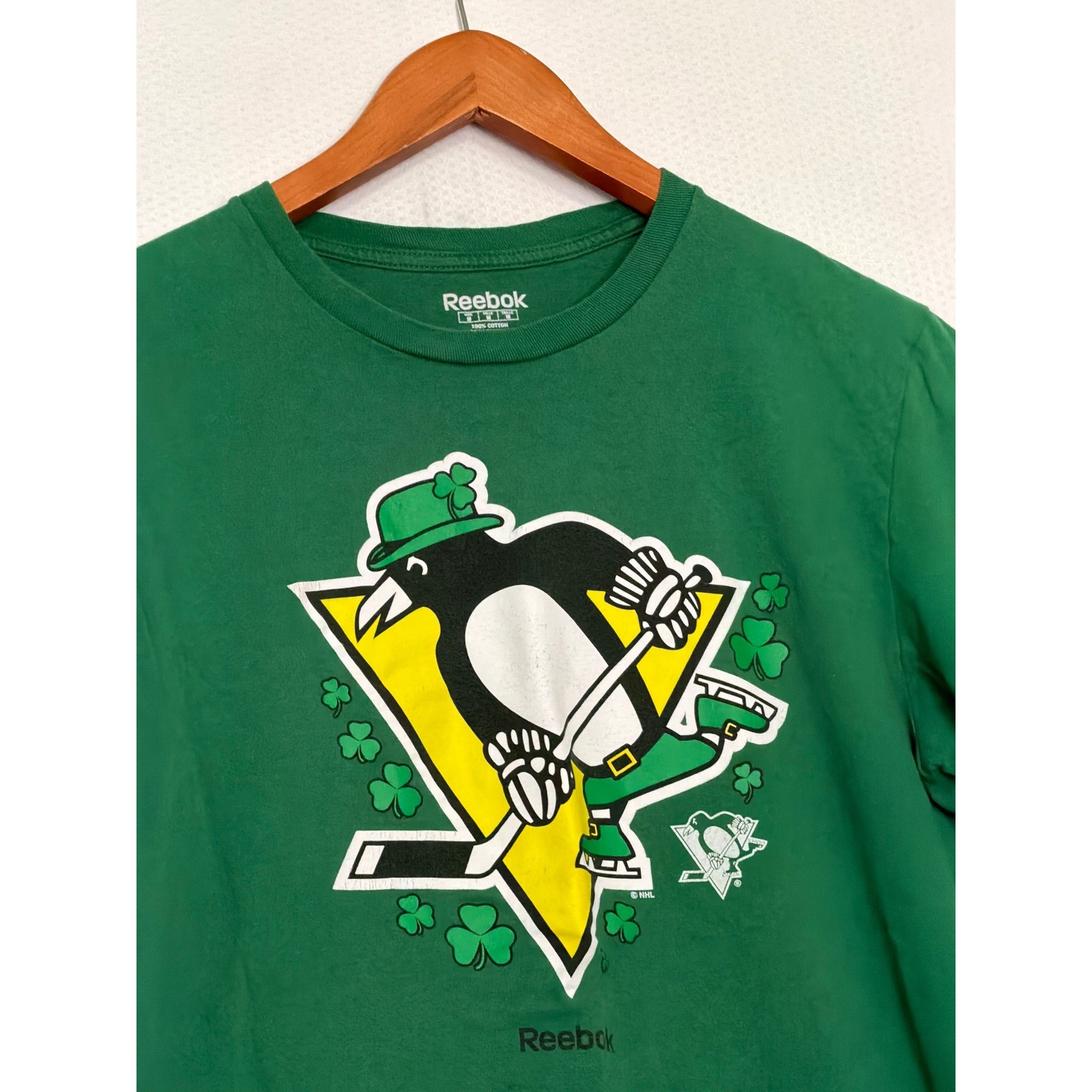 Reebok Pittsburgh Penguins St Patricks Day T-Shirt Mens Medium Green NHL Hockey gallery