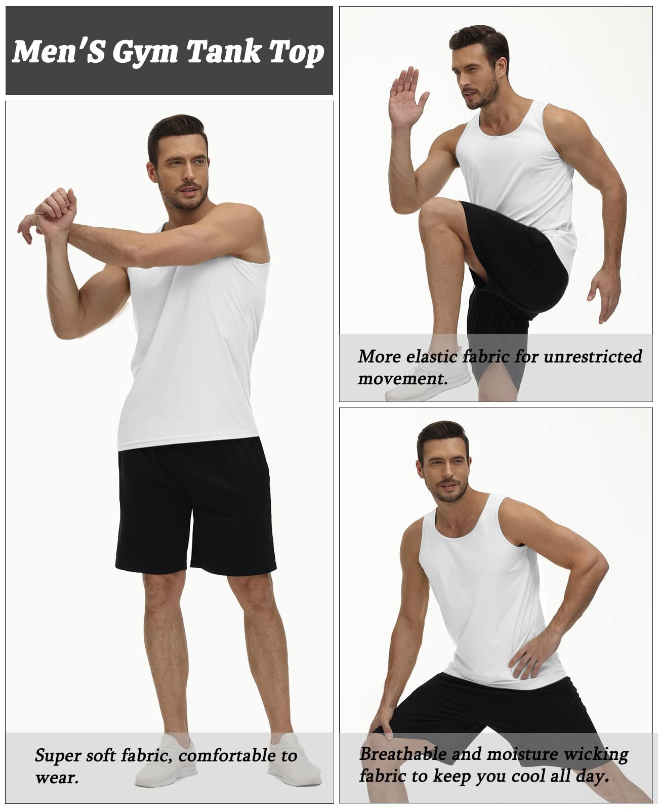 Men's Tank Tops Sleeveless Muscle Tee Gym Bodybuilding Athletic Workout Casual T gallery
