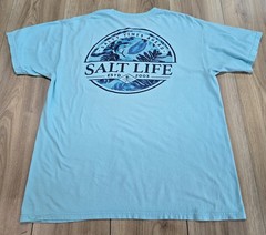 Salt Life Logo Pocket Tee Mens Sz Large, Turquoise, Short Sleeve