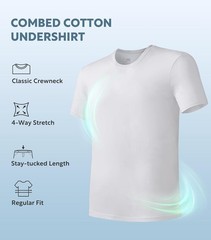 DAVID ARCHY Men Undershirt Combed Cotton T-Shirt Soft Moisture-Wicking