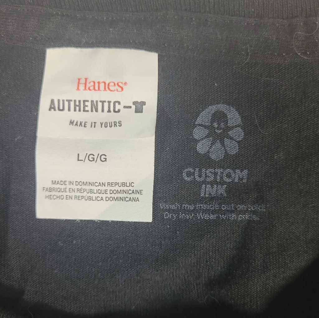 Second To None Hanes Custom Ink Mens Graphic T-Shirt Black 100% Cotton Crew L gallery