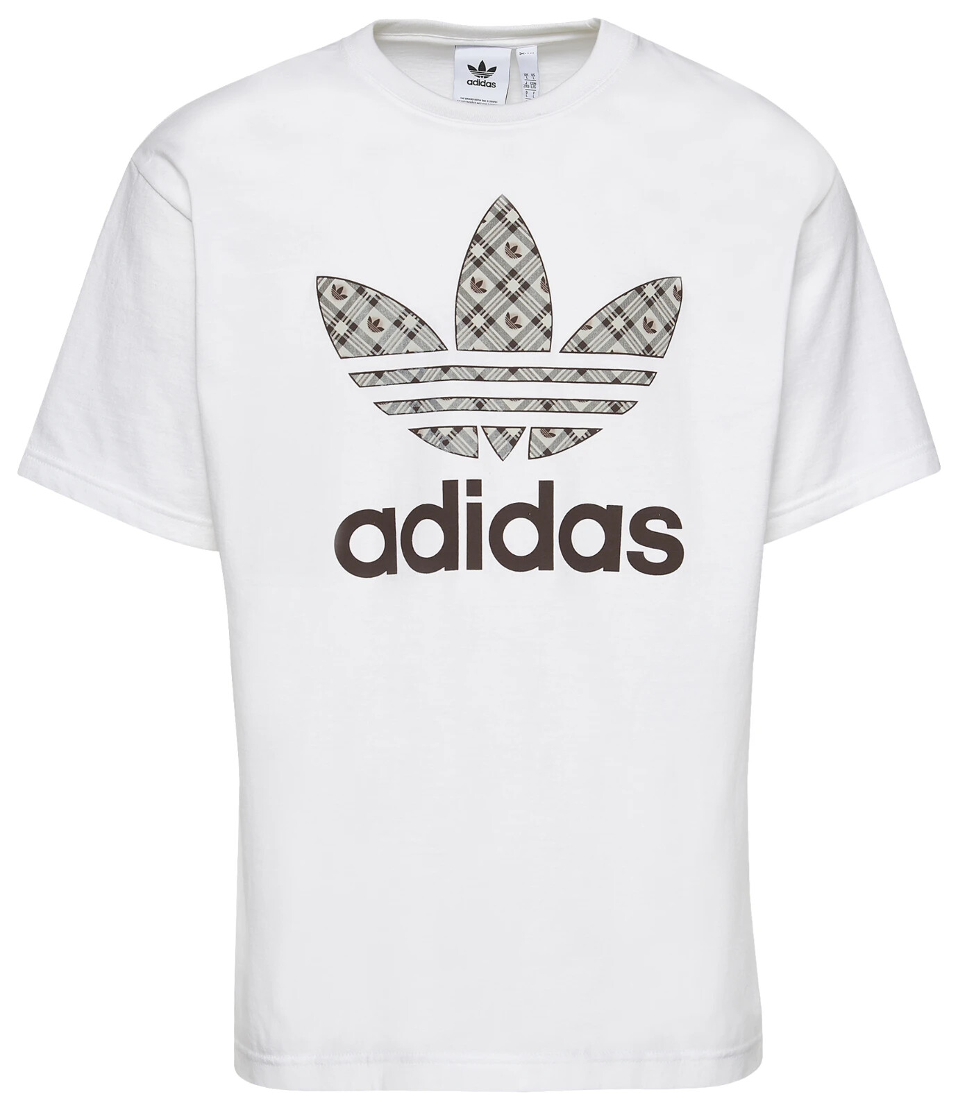 Rare – Adidas Originals Shirt Retro Trefoil Tartan T-Shirt White Brown Small NWT