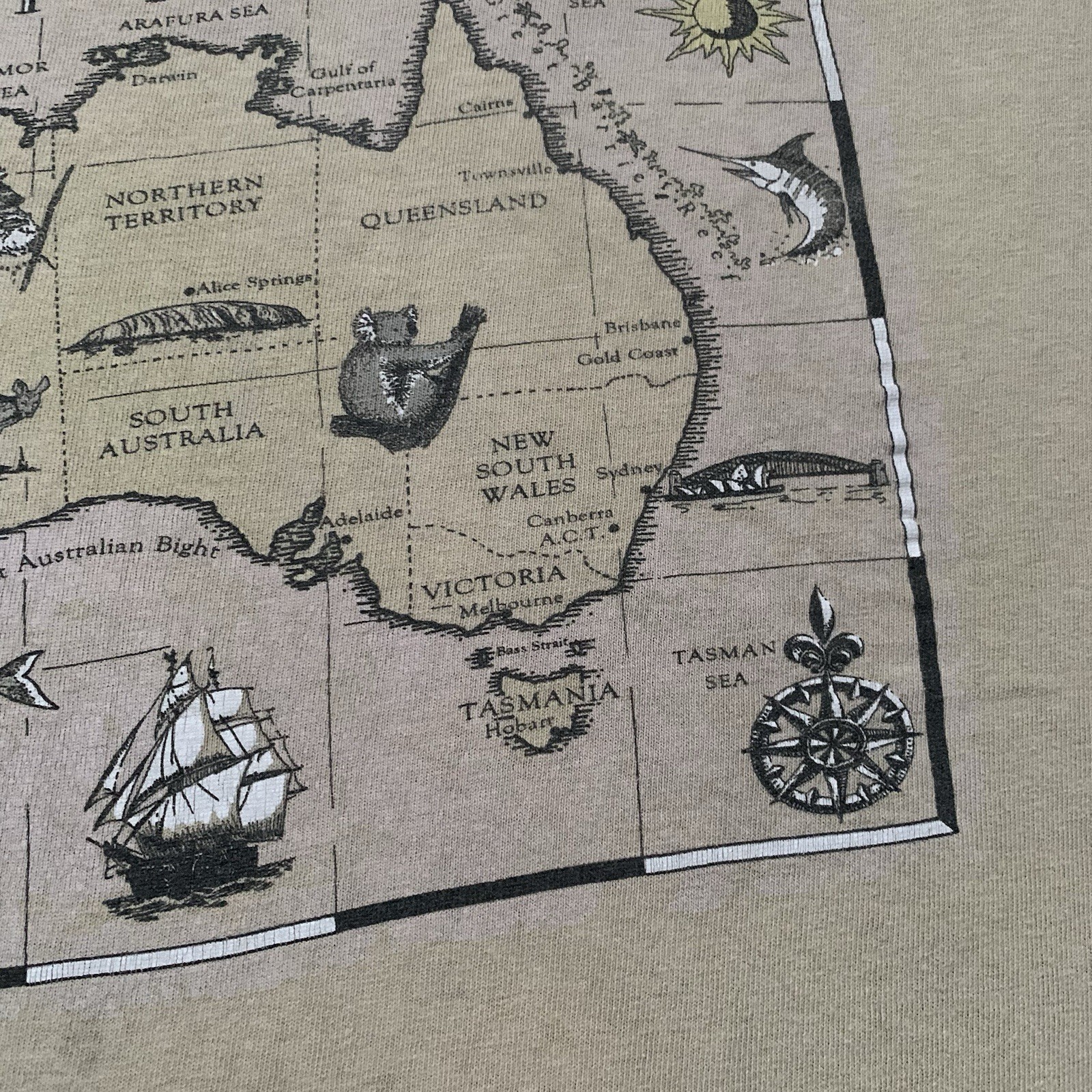 Vintage 90s Australia Map Shirt Size L Graphic Nature Ocean Koala gallery