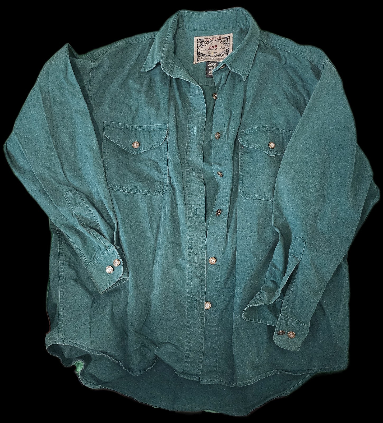 Vintage Express EXP Shirt M British Crown Colony Hong Kong Cotton Button Up gallery