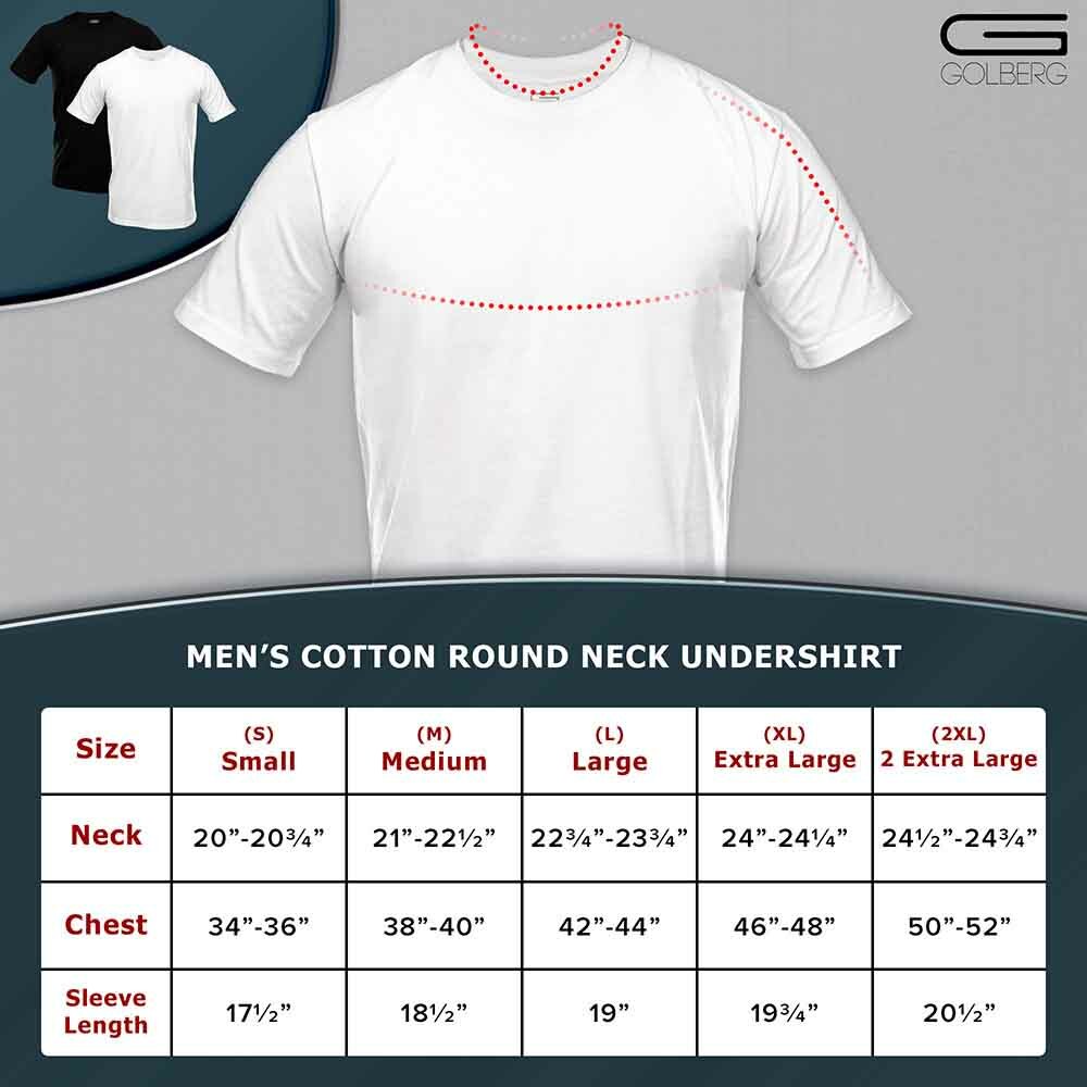 Golberg Men’s 100% Tagless Cotton Crewneck Undershirt – White or Black (3 Pack)
