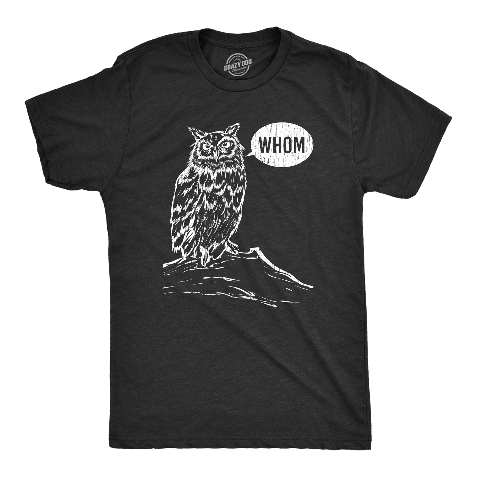 Mens Whom Owl T Shirt Funny Grammar Nerd Sarcastic Graphic Novelty Tee