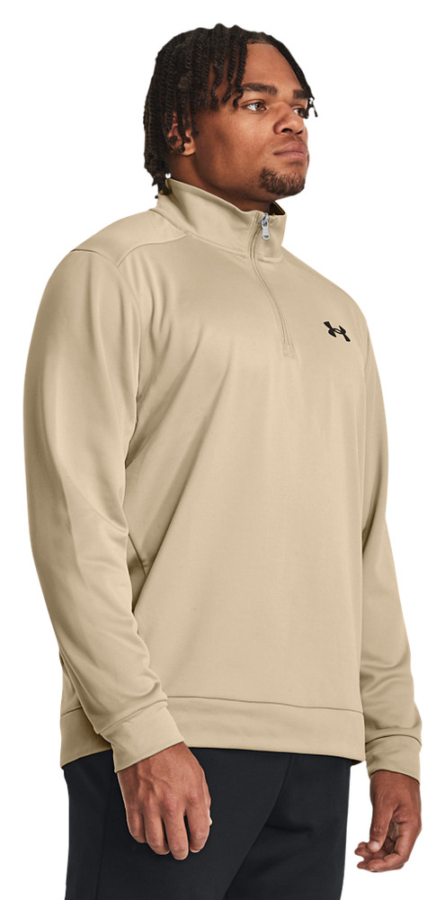 Under Armour Fleece Quarter-Zip Long-Sleeve Pullover for Men – City Khaki/Black