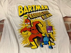 Simpson’s- Bartman And Radioactive Man• WhIte T-Shirt/ Bart & Homer• Medium• NWT