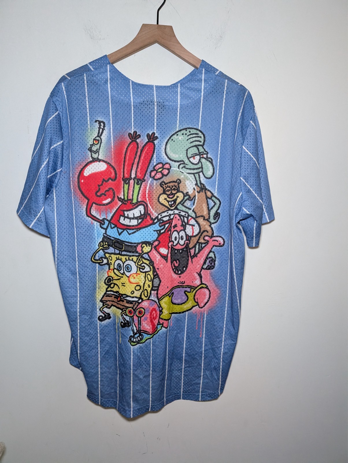 SpongeBob Square Pants Size 2XL Jersey Nickelodeon Blue w/Graphics Front Button