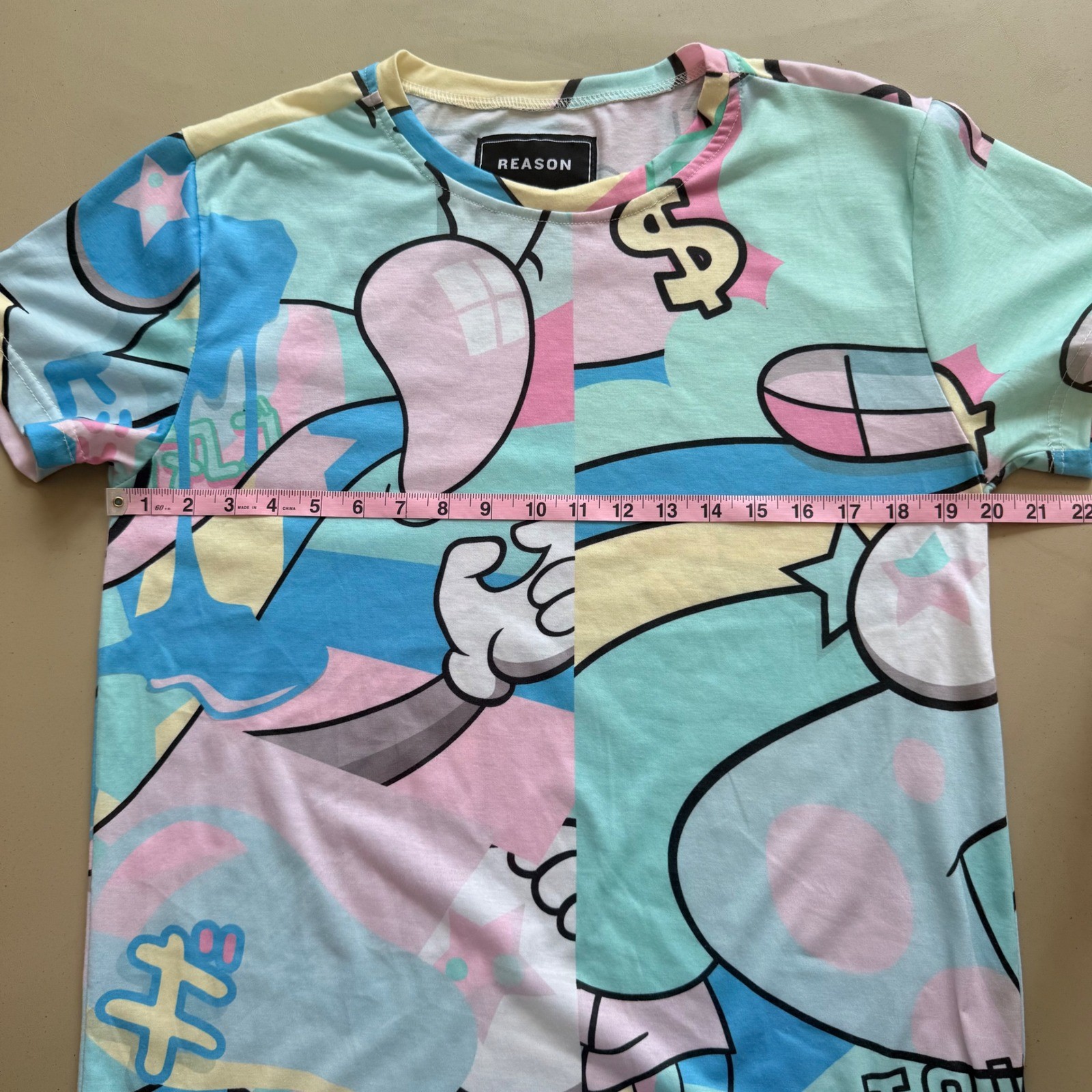 Reason Graphic Tee Mens Medium Multicolor Cartoon Pop Art Tokyo Streetwear Shirt gallery