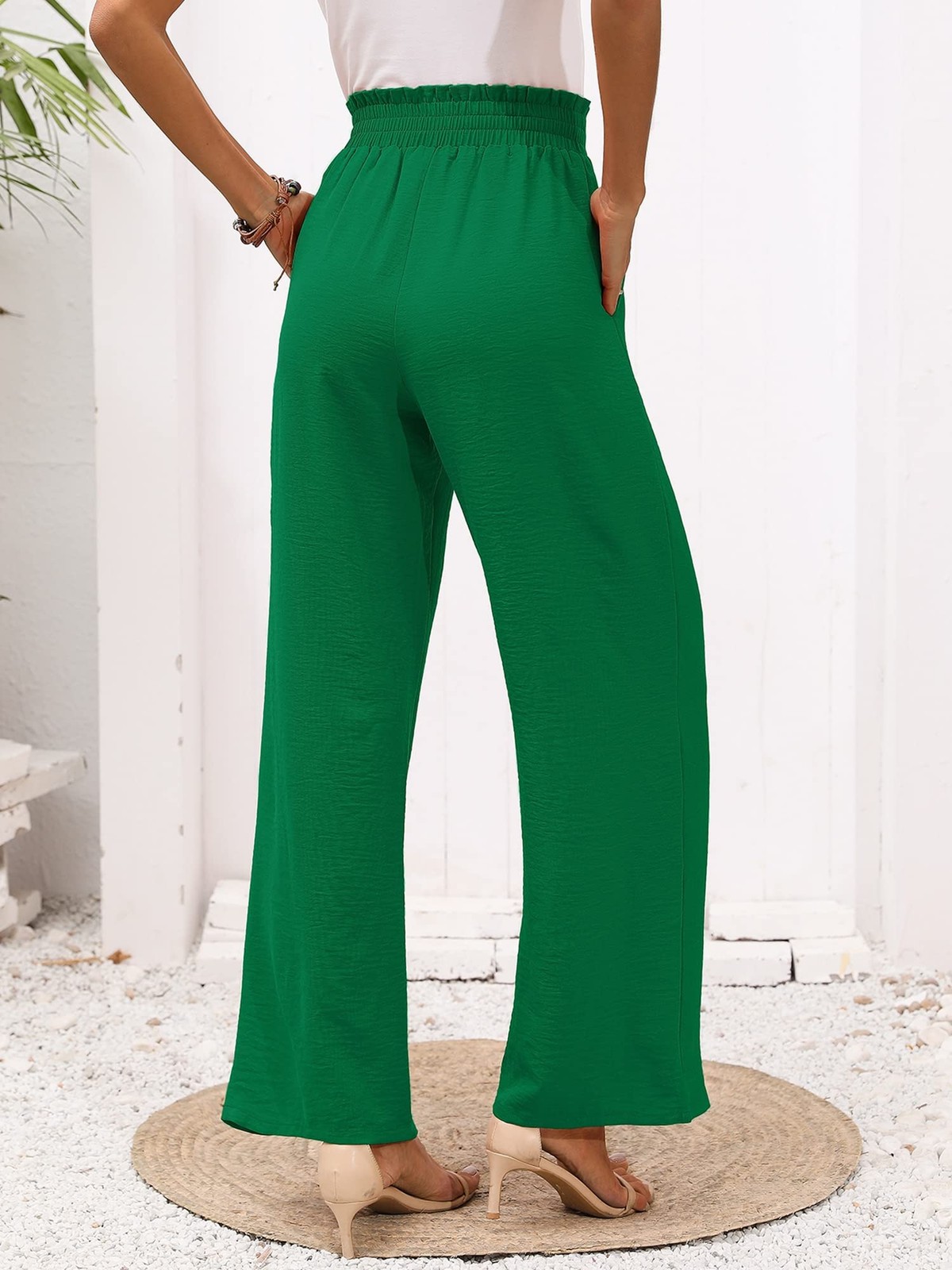 Women Wide Leg Lounge Pants With Pockets Lightweight High Waisted Loose Slack gallery