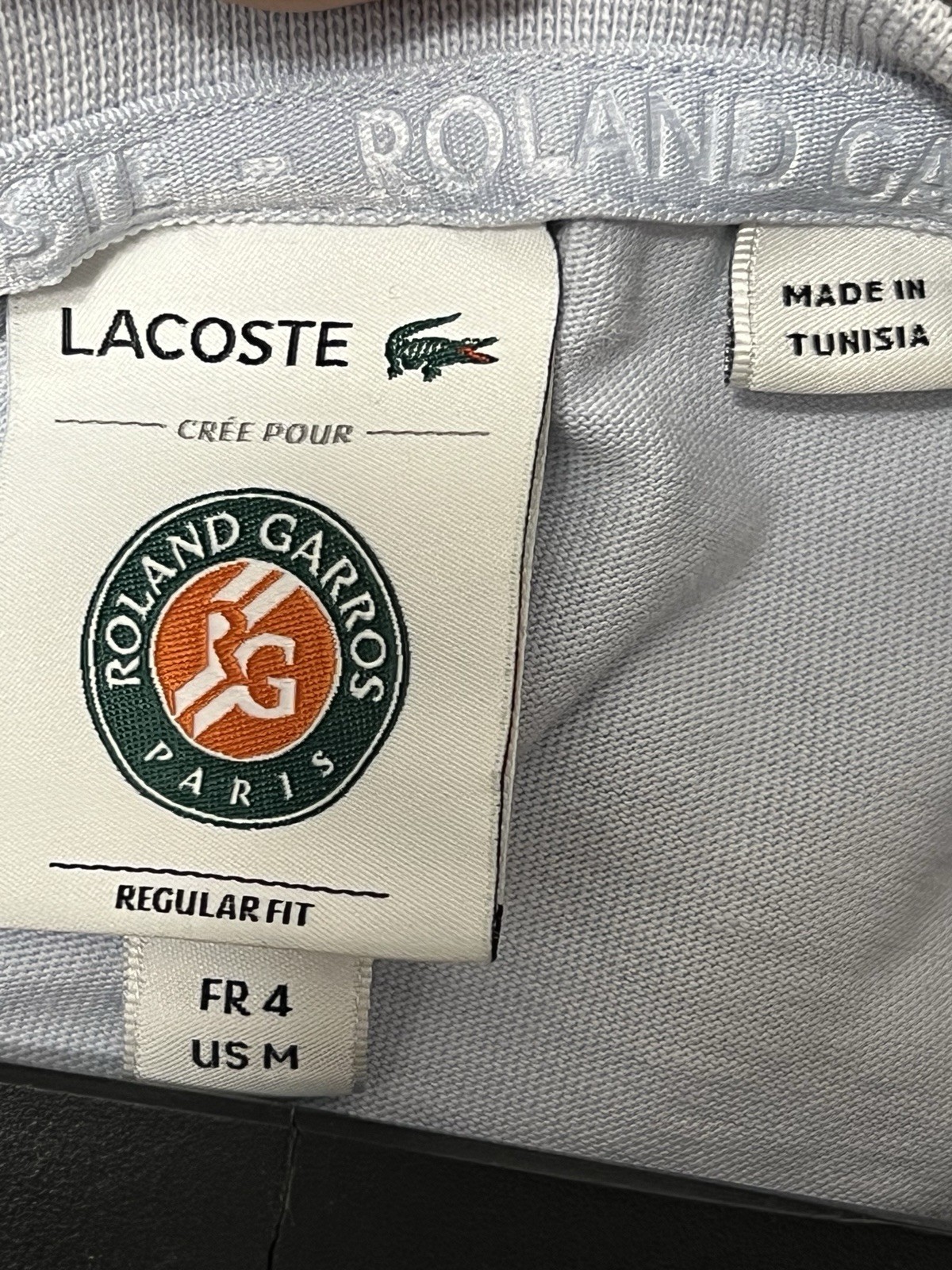 LACOSTE ROLAND GARROS Clube Crew Neck T-Shirt Relax Fit 4 Sz Medium S/S Blue D2 gallery