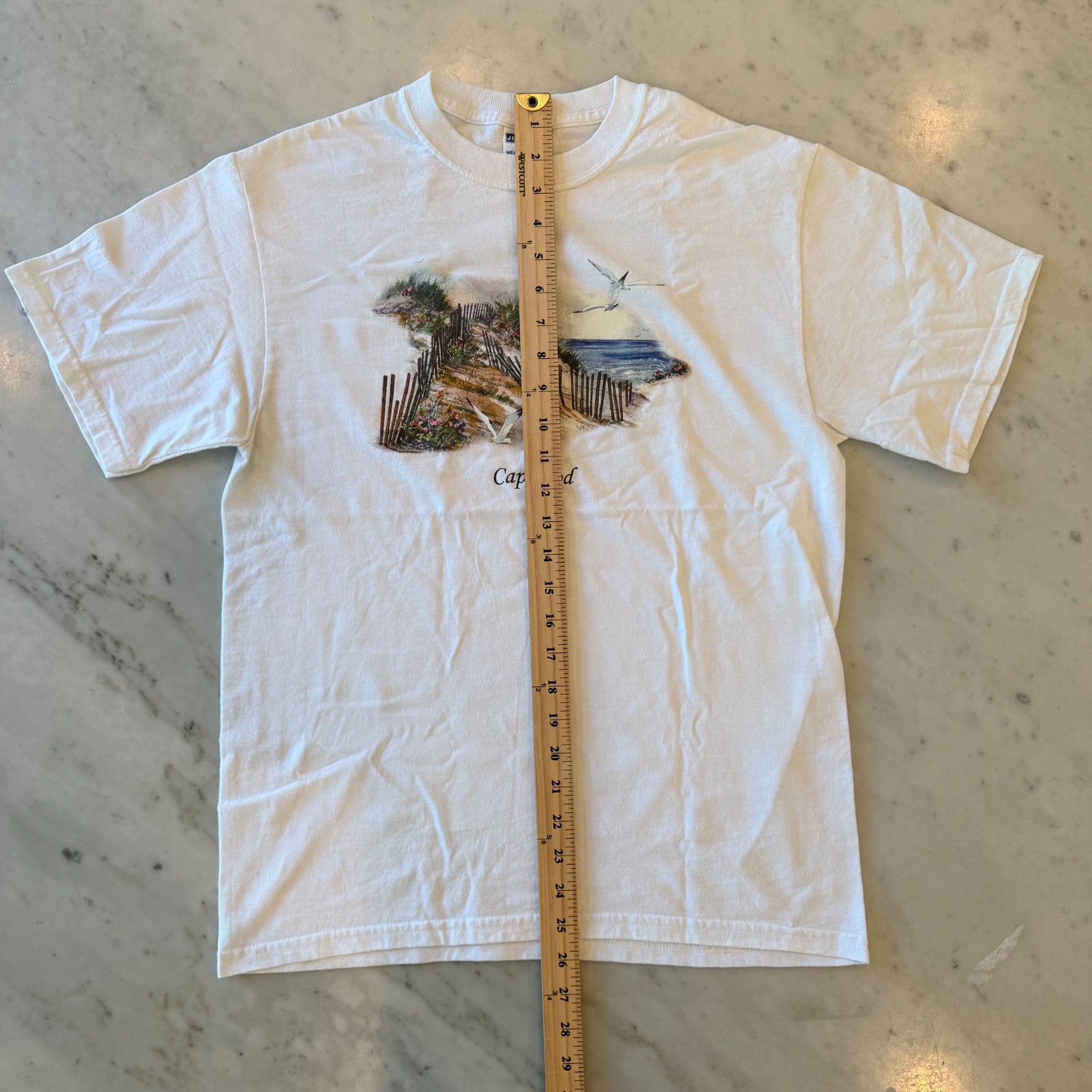 Vintage Hanes Cape Cod White Souvenir T Shirt Beach Dunes Seagulls Tee gallery
