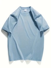 Men’s Classic Solid Plain Cotton Round Hem Scallop Essentials Tshirt S-2XL