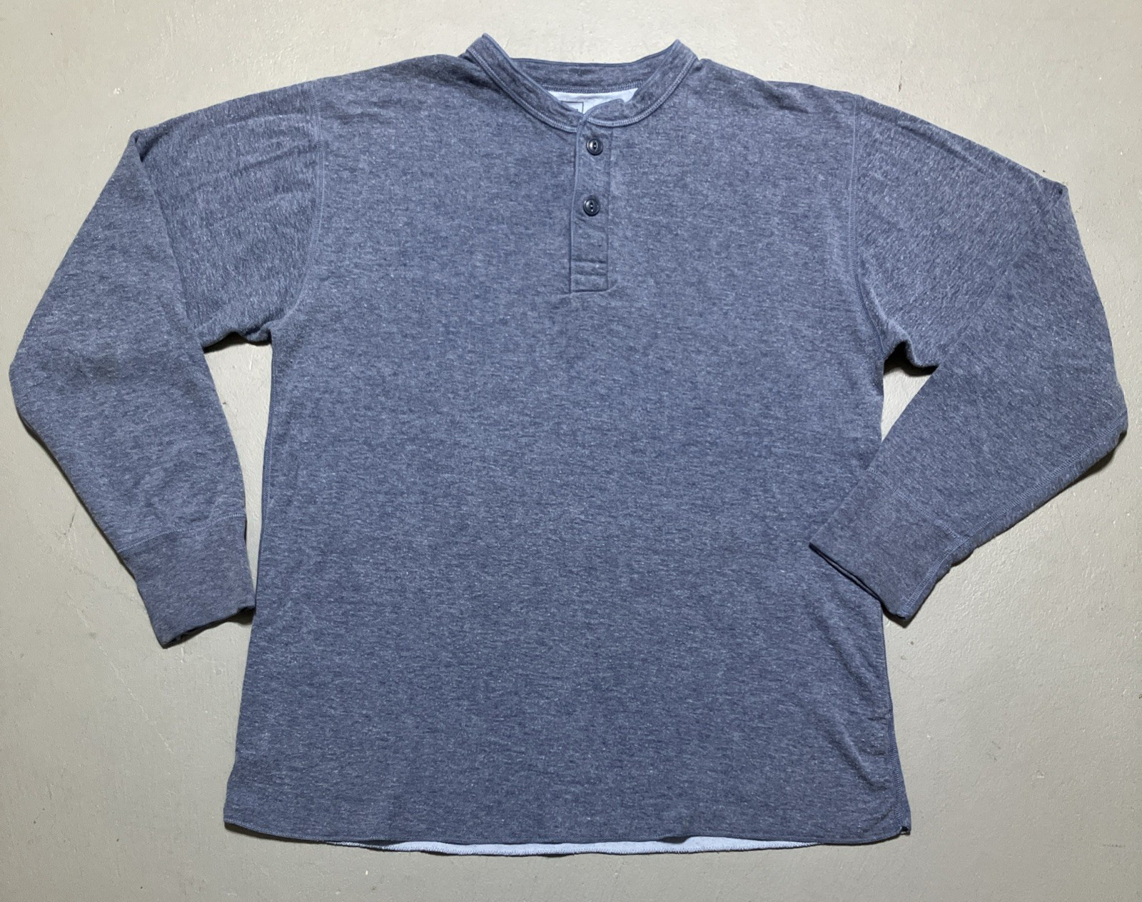 L.L. Bean Two-Layer River Driver’s Shirt Sz L Tall Blue Wool Blend Henley