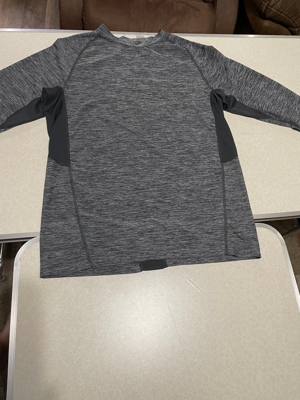 MEN’S SIZE LARGE : RUSSELL BRAND GREY STRIPE BREATHABLE TEE – LONG SLEEVE SHIRT