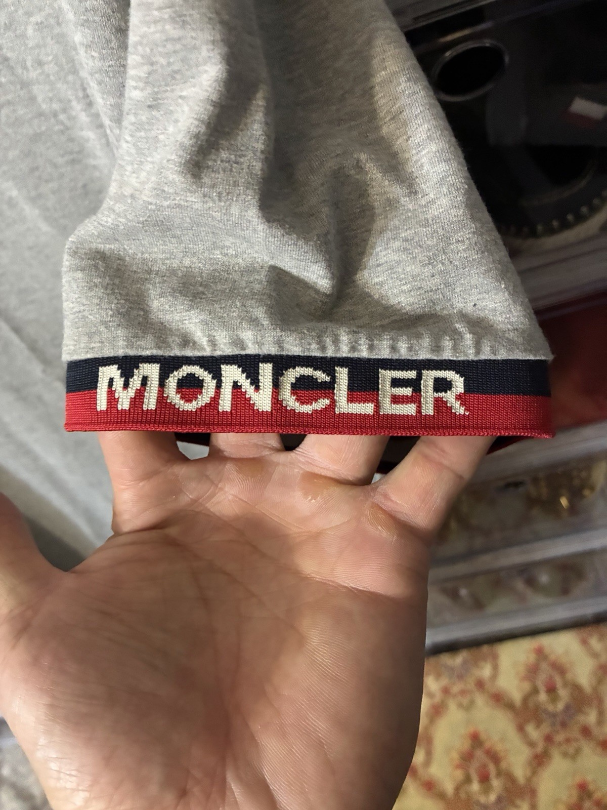 Rare Moncler Gray Neck And Cuff Logo T-shirt Size Large - $595 gallery