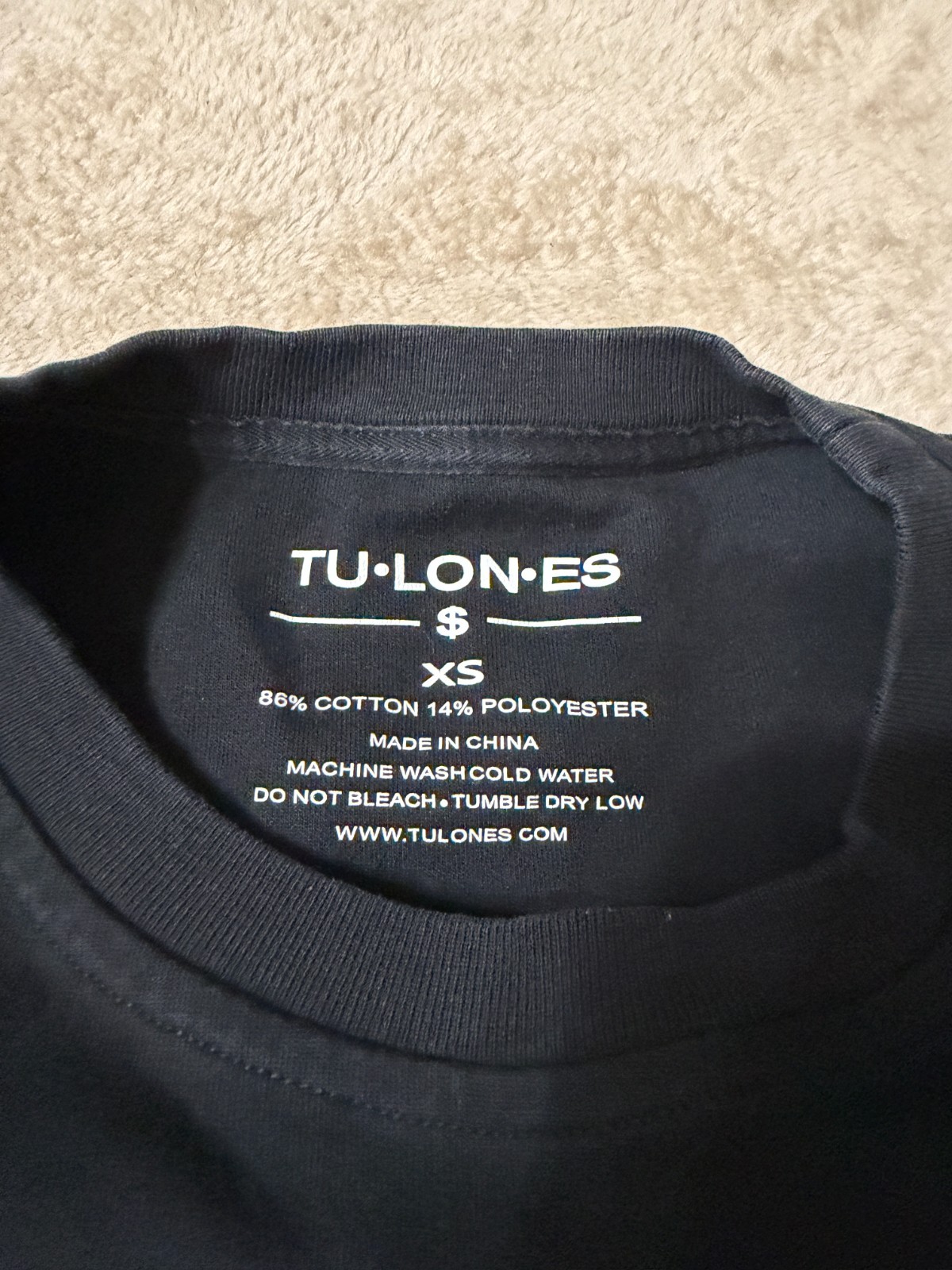 Tulones T Shirt XS Extra Small Black, Embroidered Letters gallery