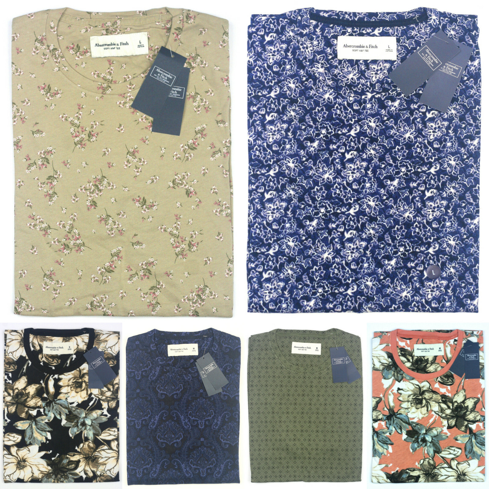 Abercrombie & Fitch T-Shirt Crew neck Short Sleeve Floral Geometric Damask gallery