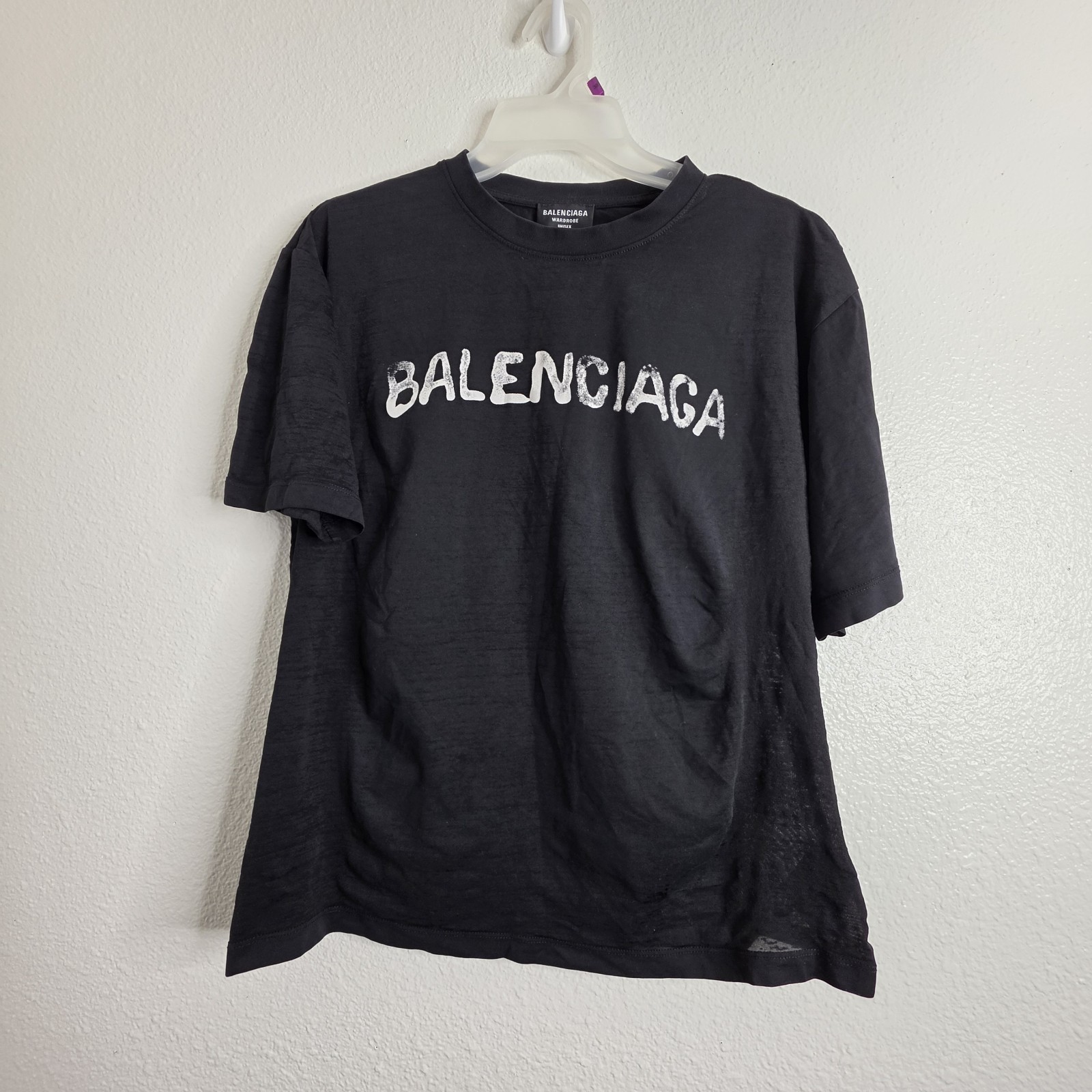 Balenciaga Wardrobe Unisex Black Logo T-Shirt Made in Portugal gallery