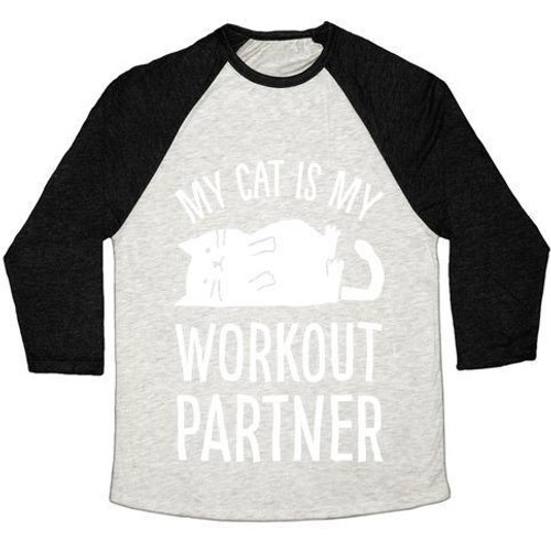My Cat Is My Workout Partner Unisex Tri-Blend Baseball Tee gallery