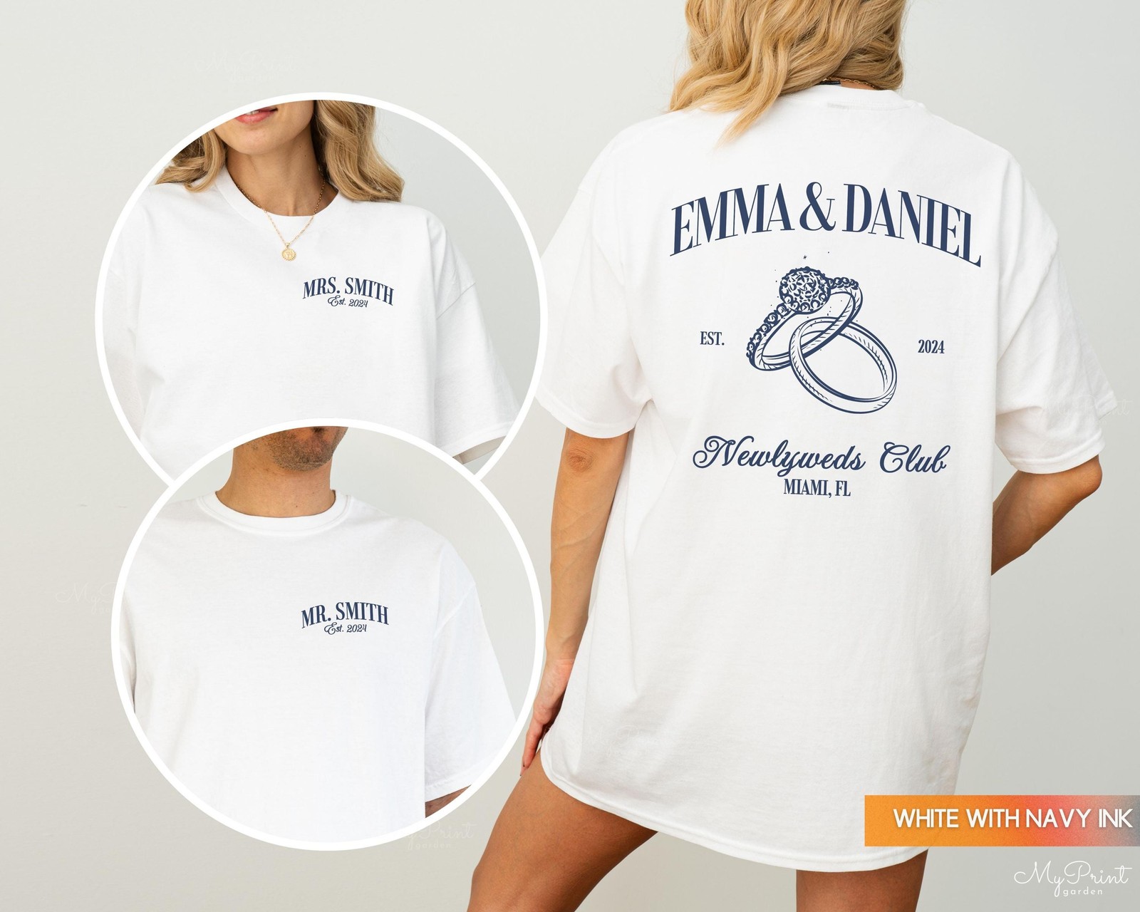 Custom Honeymoon Social Club Gildan T-Shirt Mr and Mrs Just Married