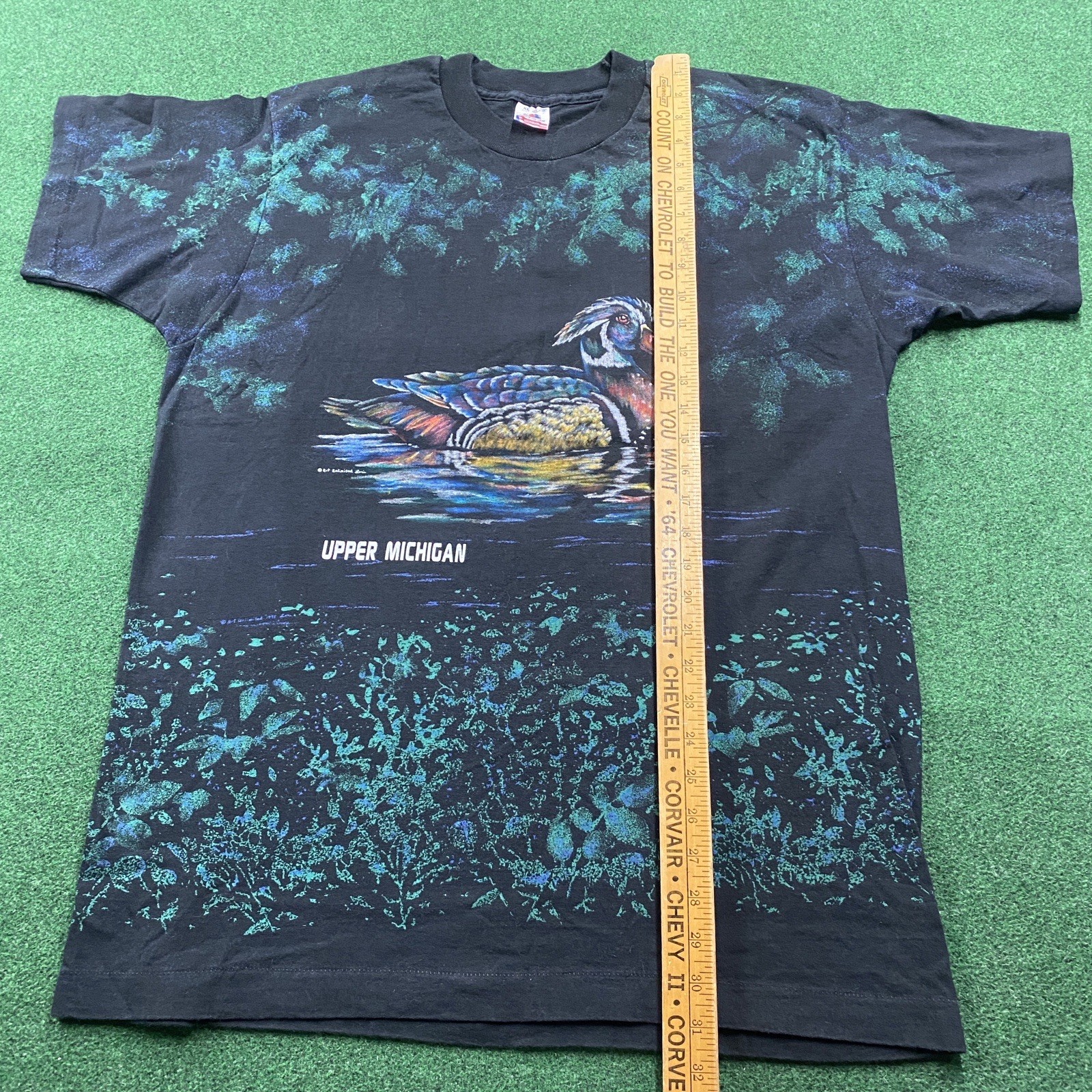 Vintage Nature Shirt Mens XL Black 90S Upper Michigan Duck All Over Print USA gallery