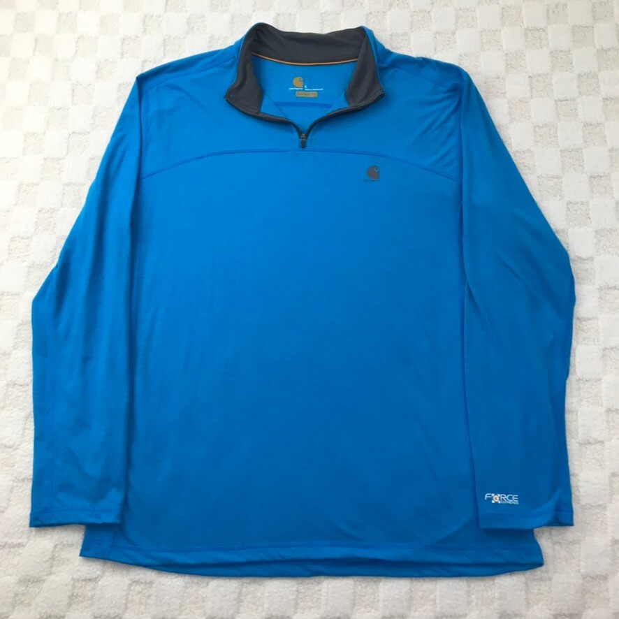 Carhartt Force Shirt Mens Large Blue 1/4 Zip Relaxed Fit Lightweight Pullover