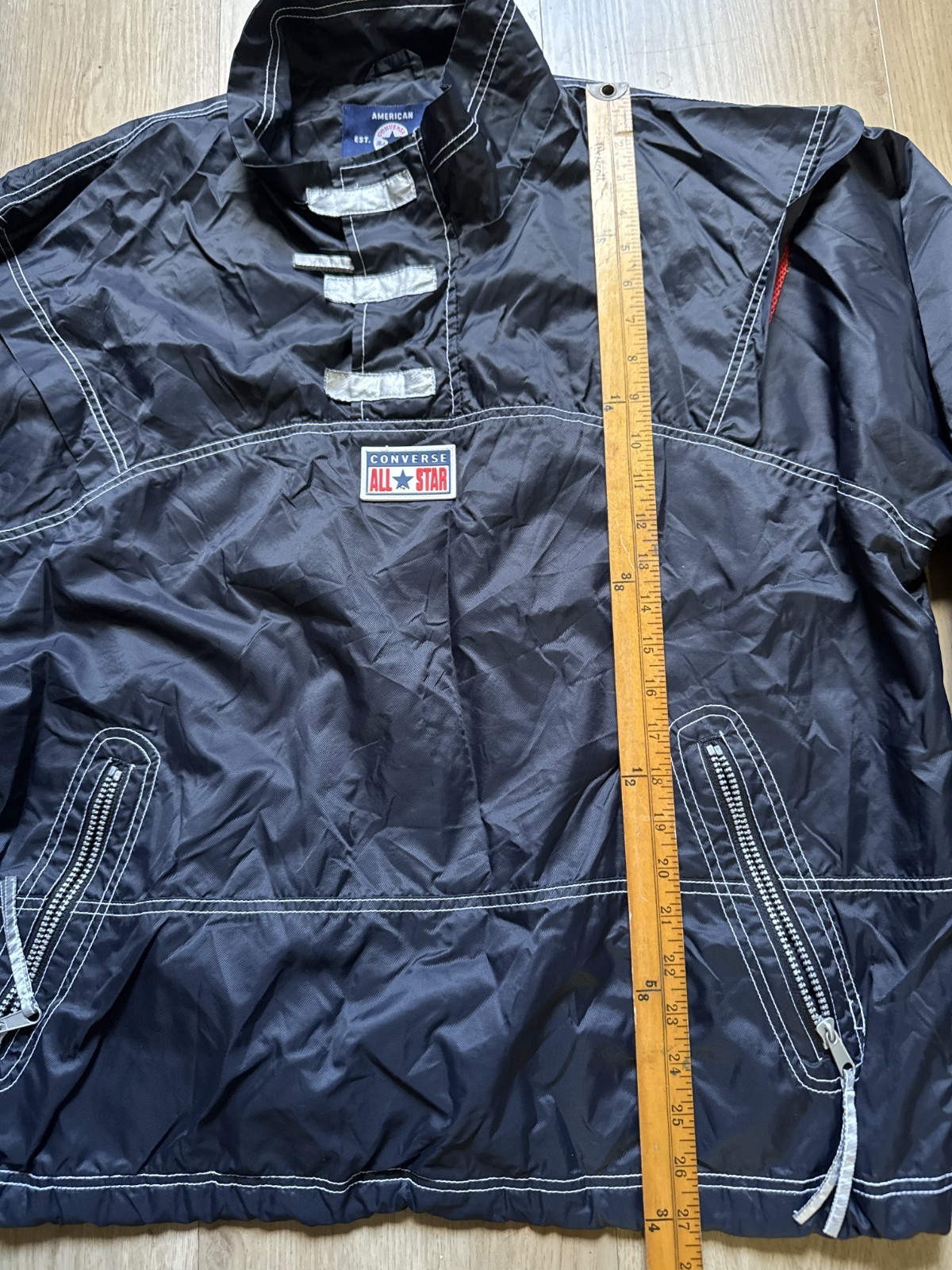 Converse Navy Stitch Logo Patch Old Skool Half-Zip Pullover Anorak XL gallery